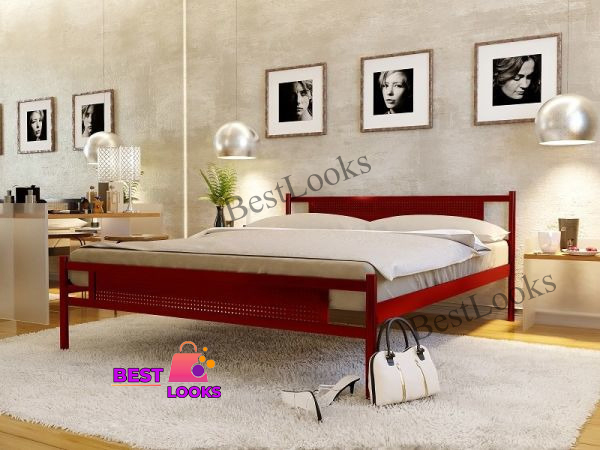 

Кровать металлическая двуспальная 160х200 Метакам Флай New-2 Красный лак