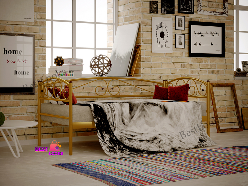 

Кровать металлическая односпальная 120x200 Метакам Верона люкс Золотистый