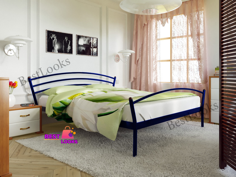 

Кровать металлическая двуспальная 180х200 Метакам Марко-2 Синий
