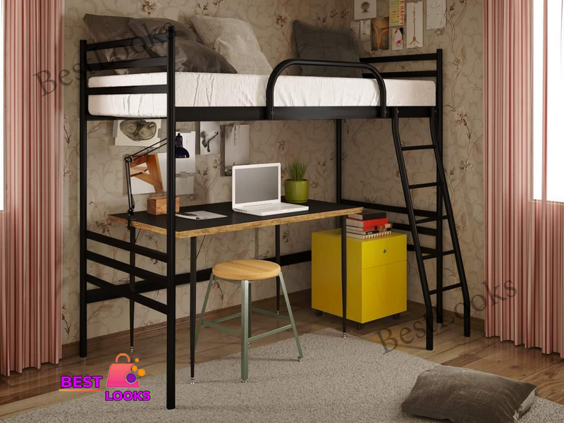 

Кровать металлическая двухъярусная 90x190 Метакам Флай Дуо Чердак Черный матовый