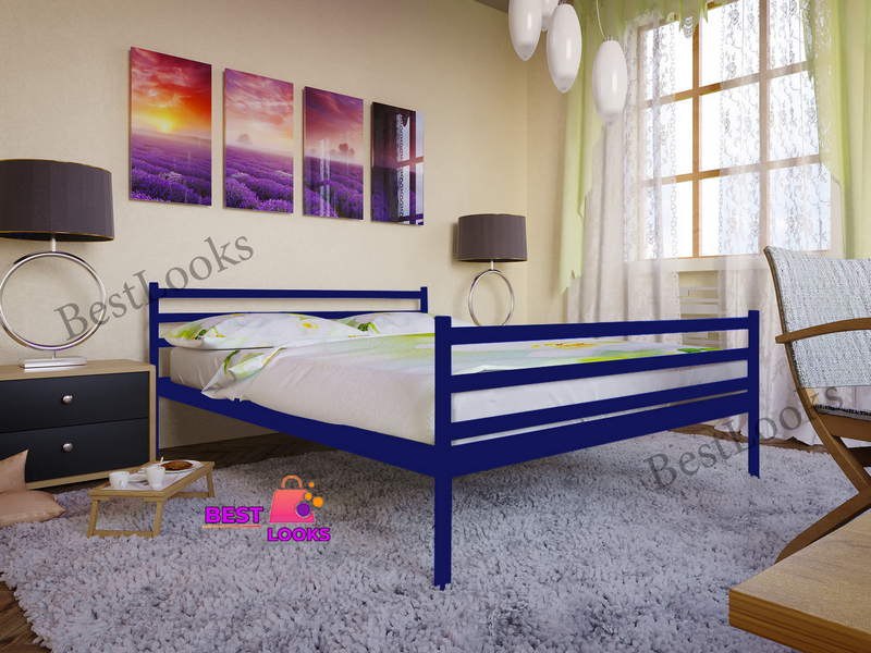 

Кровать металлическая двуспальная 160х200 Метакам Флай-2 Синий