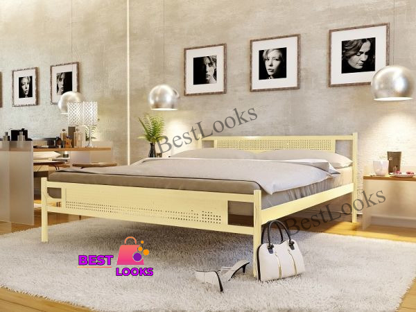 

Кровать металлическая двуспальная 160х190 Метакам Флай New-2 Бежевый