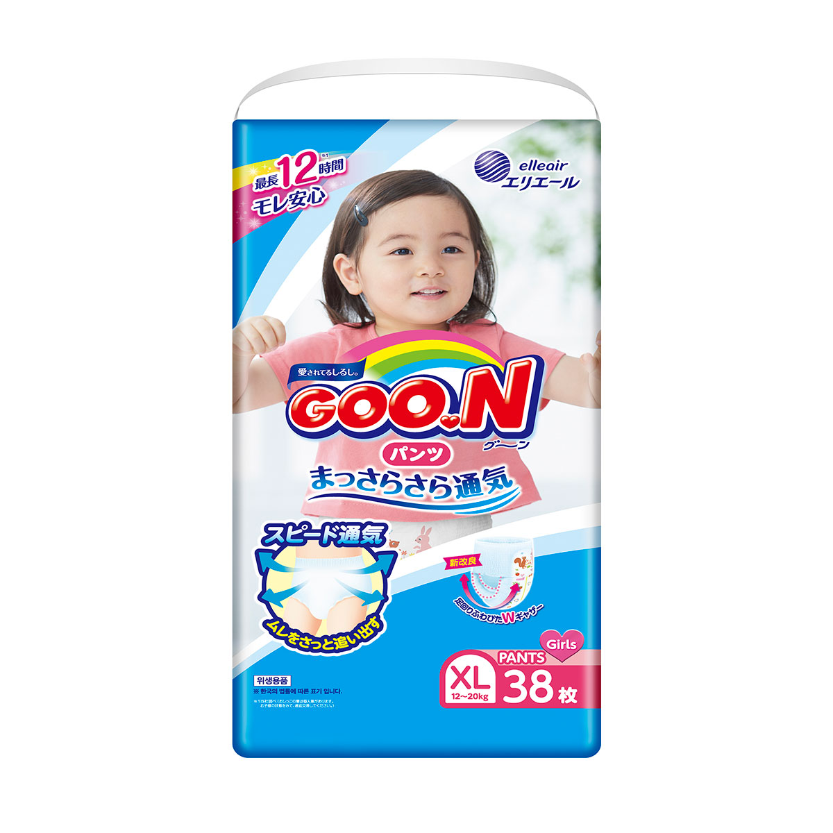 

Трусики-подгузники GOO.N для девочек 12-20 кг (размер Big (XL), 38 шт)