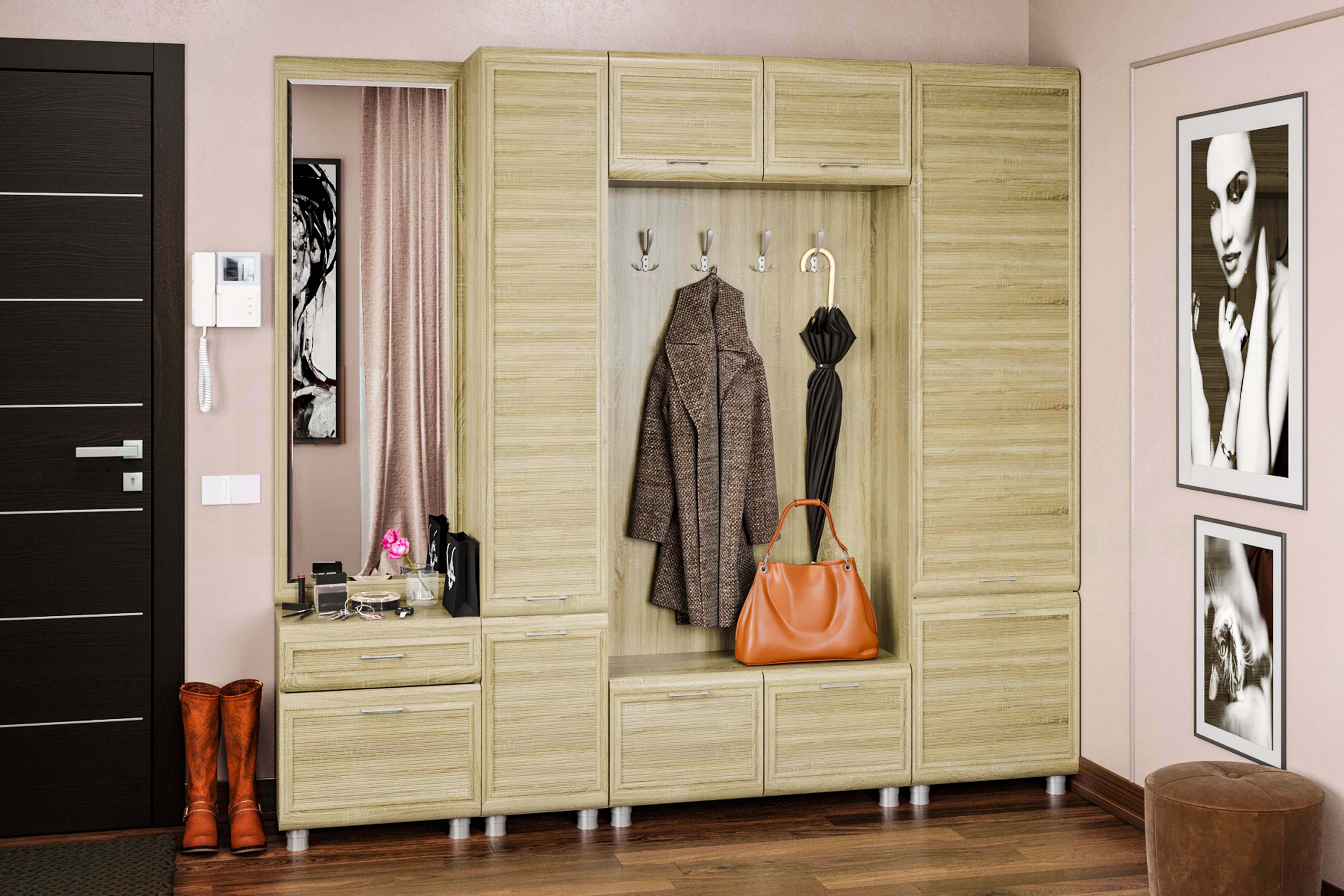 

Прихожая стенка комплект Лером Мелисса из МДФ 217x233x35 см Дуб Сонома (ler-4085)