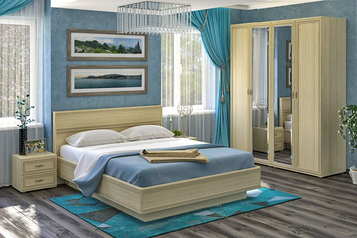 

Спальня комплект Лером Карина из МДФ 160*200 см Ясень Асахи (ler-1005)