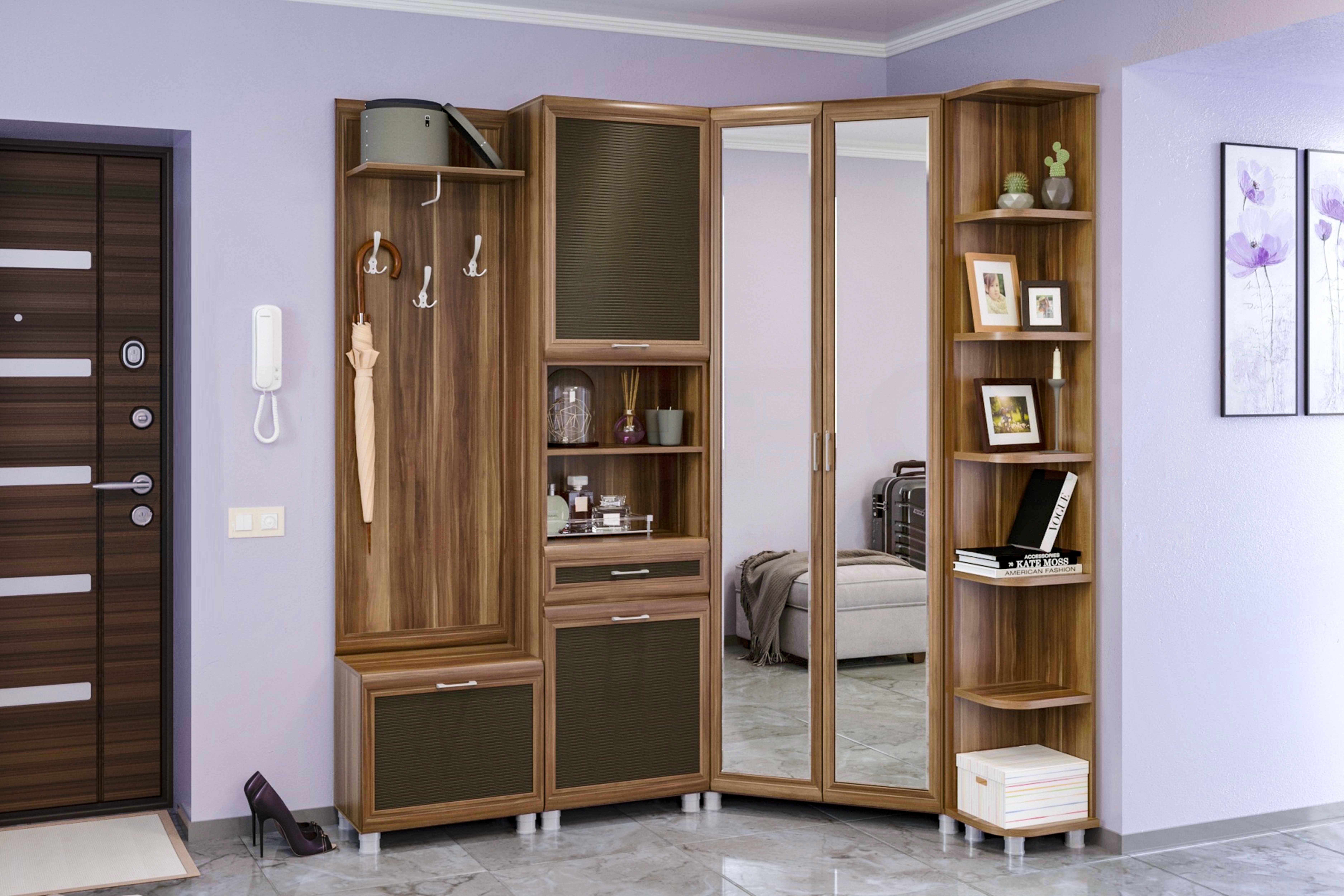 

Прихожая стенка комплект Лером Мелисса из МДФ 217x114+194x35 см Слива Валлис - комбинированный (ler-4111)