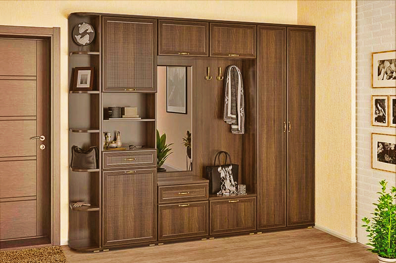 

Прихожая стенка комплект Лером Карина из МДФ 222x262x35 см Акация Молдау (ler-4020)
