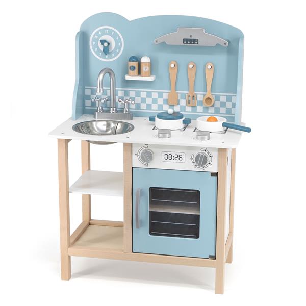 

Дитяча кухня з дерева з посудом Viga Toys PolarB блакитний (44047)