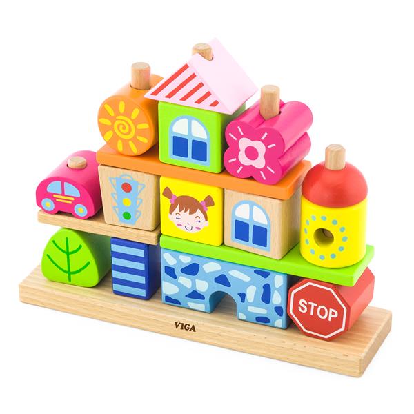 

Дерев'яна пірамідка Viga Toys Городок (50043)