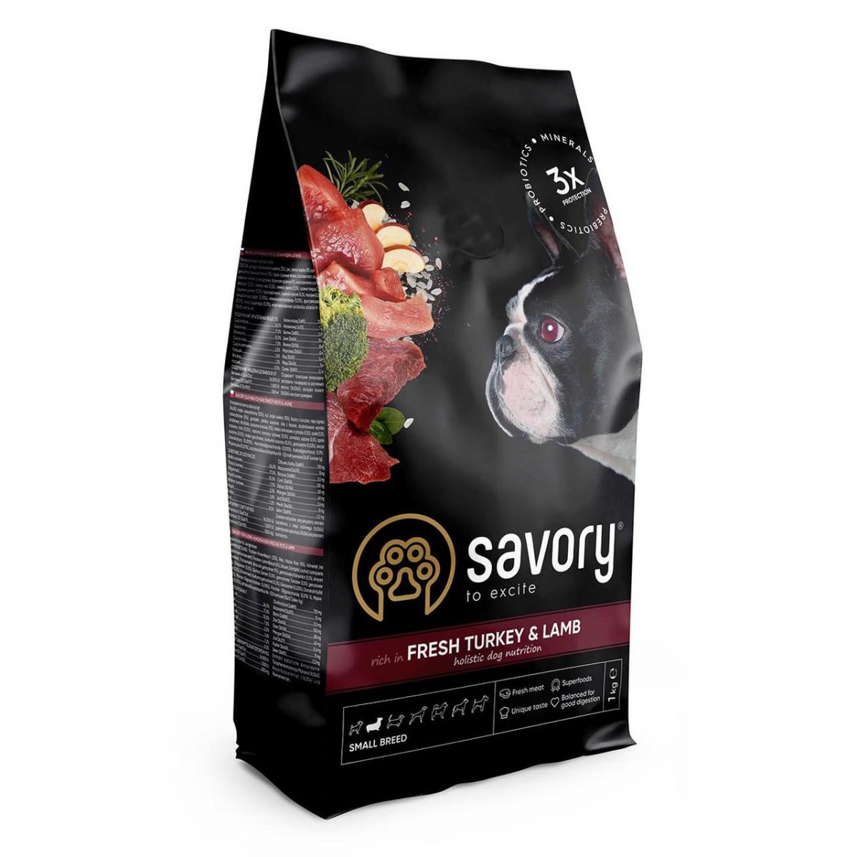 

Сухой корм Savory Small Breed rich in Fresh Turkey & Lamb для собак мелких пород с индейкой и ягненком 3 кг