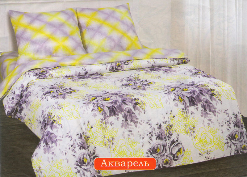 

Комплект постельного белья Komfort-tekstil Акварель, поплин (Двуспальный на резинке)