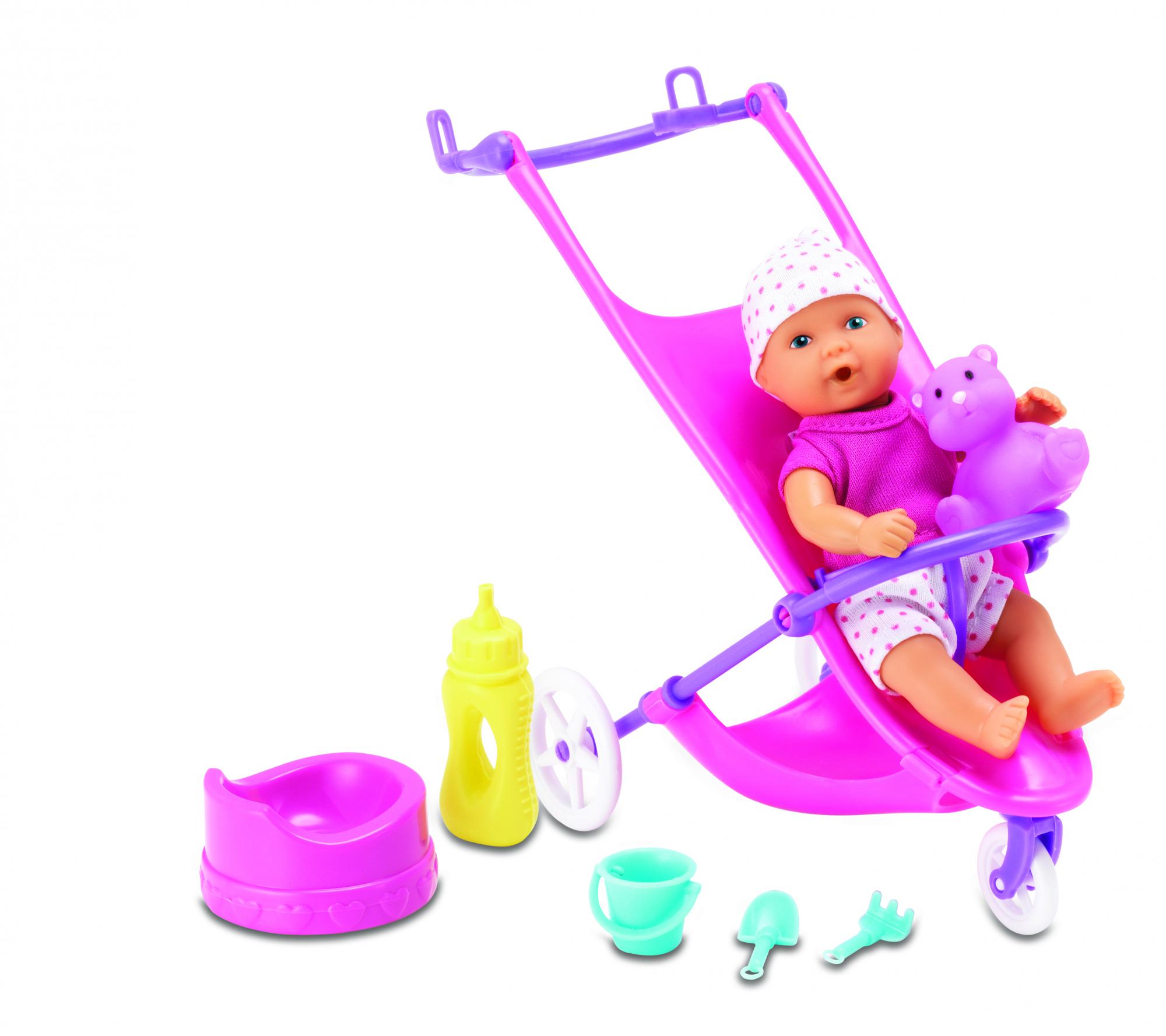 

Пупс мини NBB с коляской и аксессуарами, 12 см, New Born Baby (12-38051)