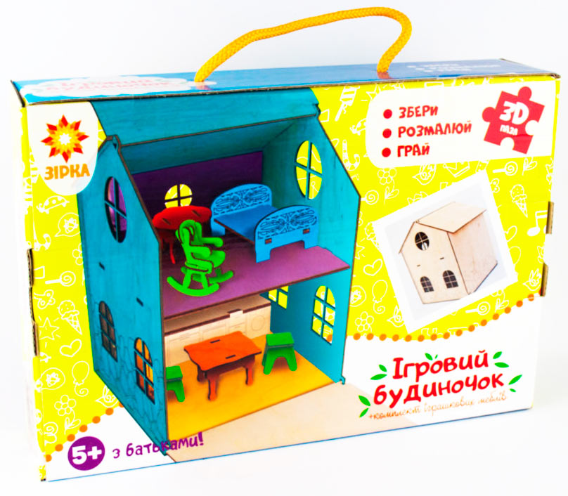 

Игрушечный домик, деревянный конструктор, Зирка (12-52853)