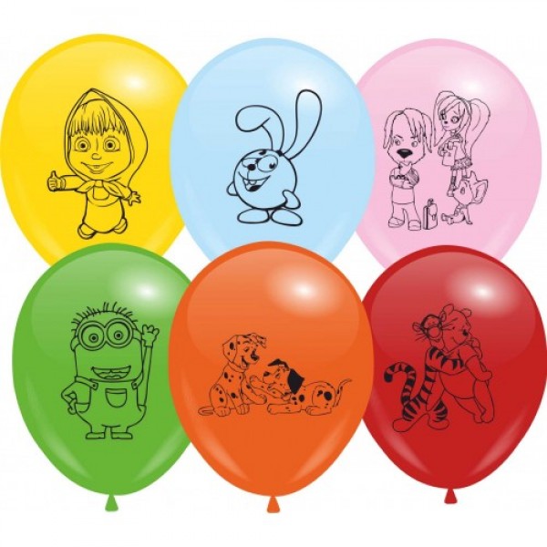 

Воздушные шары Мишка Мультяшки c рисунком 12"/30 см ассорти DREAM BALLOONS (Таиланд) 50 шт