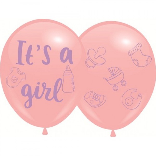 

Воздушные шары IT`S A GIRL 4 стороны c рисунком 12"/30 см розовый DREAM BALLOONS (Таиланд) 100 шт