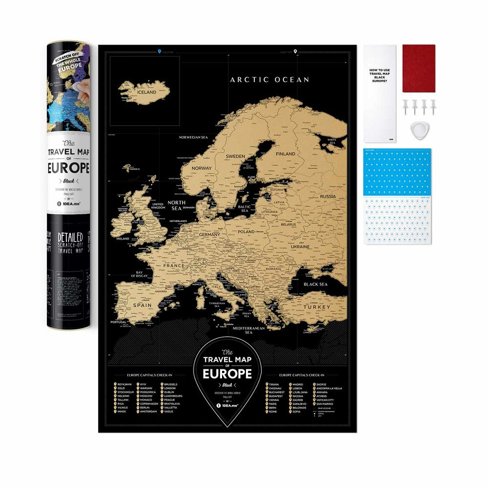 

Скретч-карта Европы Travel Map Black