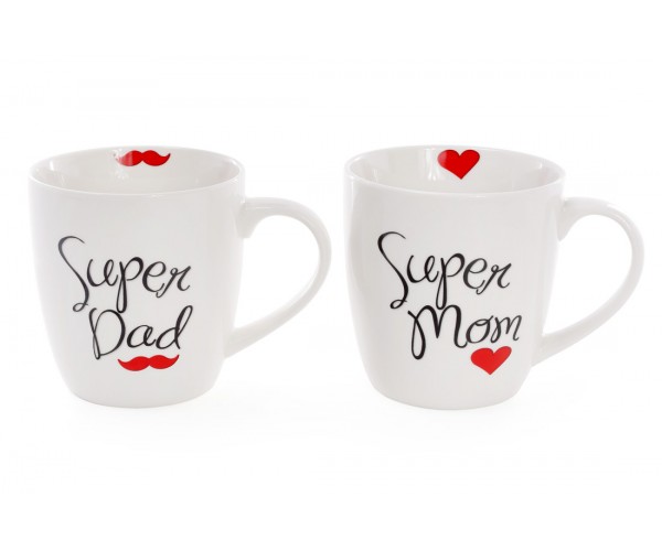 

Кружка фарфоровая Super Dad, Super Mom 520мл