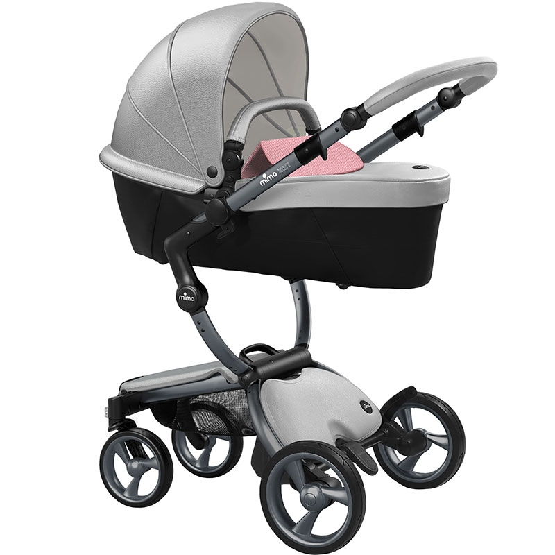 

Коляска Mima Xari argento шасси graphite grey strarter pack pixel pink