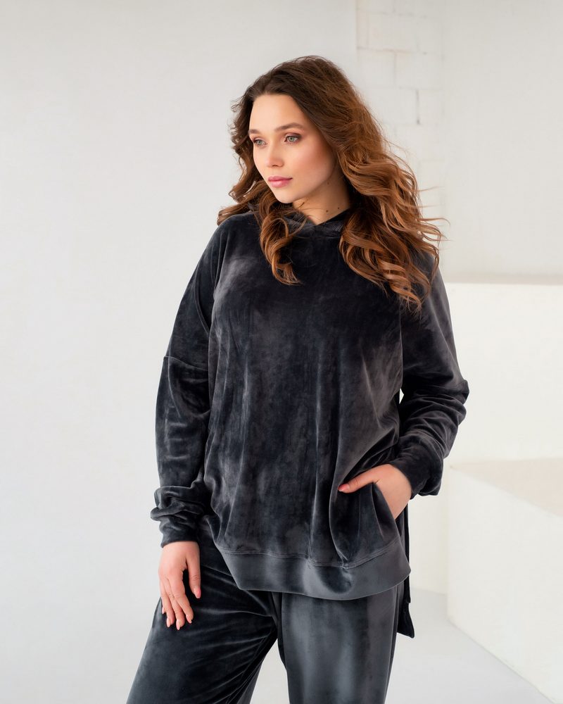 

Велюровый костюм цвета графит  (КВ-118-037-000 - 44741, Велюровый костюм цвета графит L (КВ-118-037-000 - 44741)