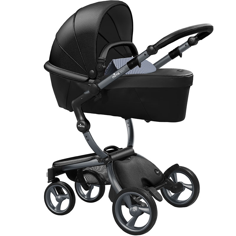 

Коляска Mima Xari argento шасси graphite grey strarter pack retro blue