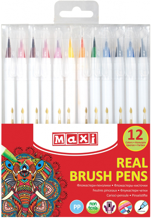 

Фломастеры-кисточки Maxi Real Brush 12 цветов (MX15232)