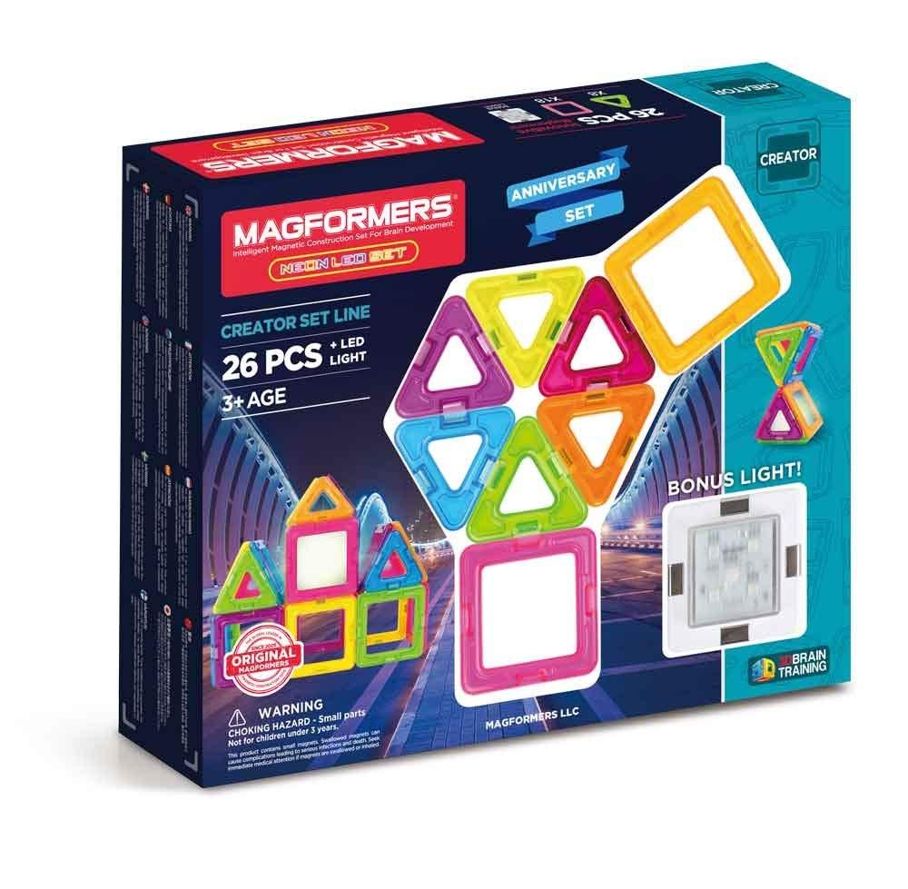 

Магнитный конструктор Magformers Neon LED 26 деталей со светящим элементом (63304)