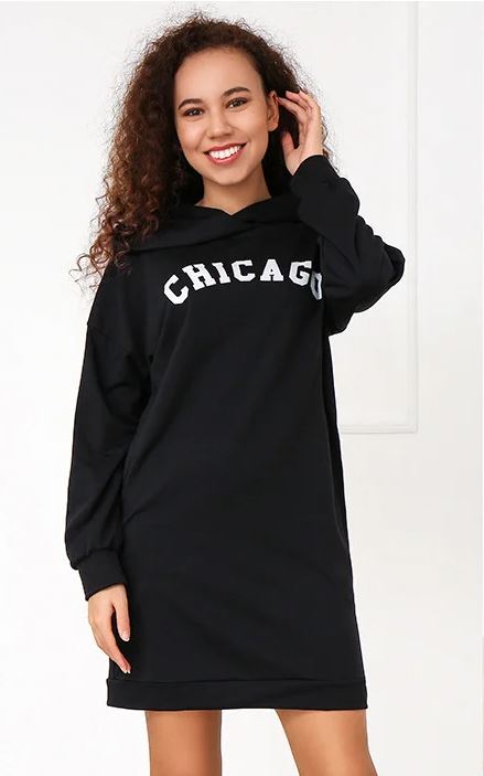 

Fashions • Платье туника с капюшоном Chicago Fashions черный (8510-фг )