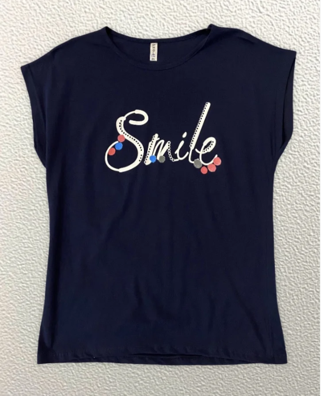 

Жіноча Футболка HAZARD Smile кольорові точки синя Батал 211541 (2XL (52))