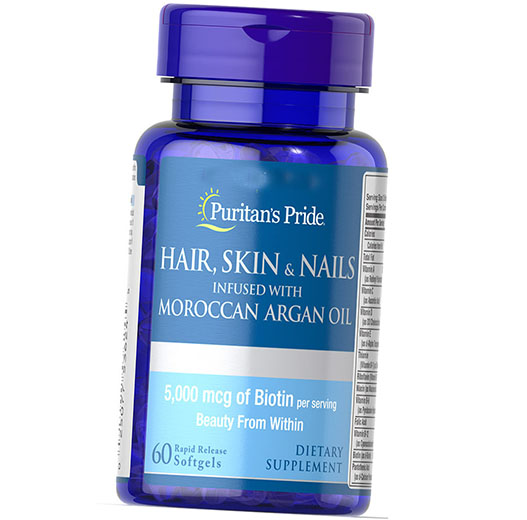 

Волосы, кожа и ногти с марокканским аргановым маслом, Hair, Skin & Nails Moroccan Argan Oil, Puritan's Pride 60гелкапс (36367157)