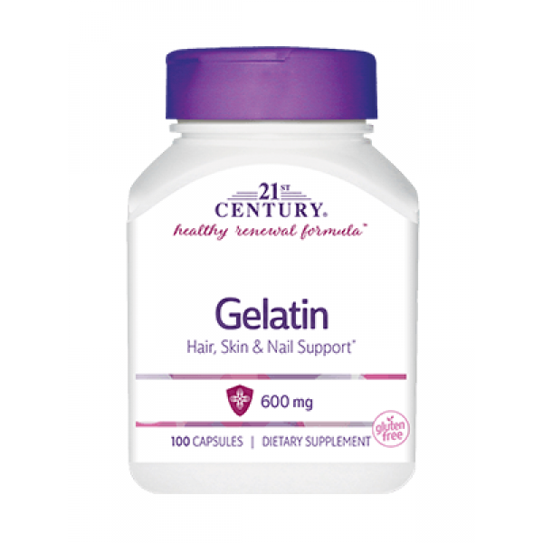 

Желатин в капсулах 21st Century Gelatin 600 mg 100 капсул