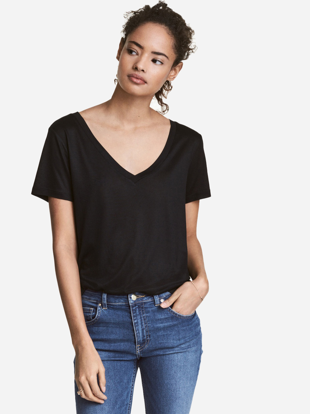 

Футболка H& 0257667_V.горло  Черная, Футболка H&M 0257667_V.горло M Черная