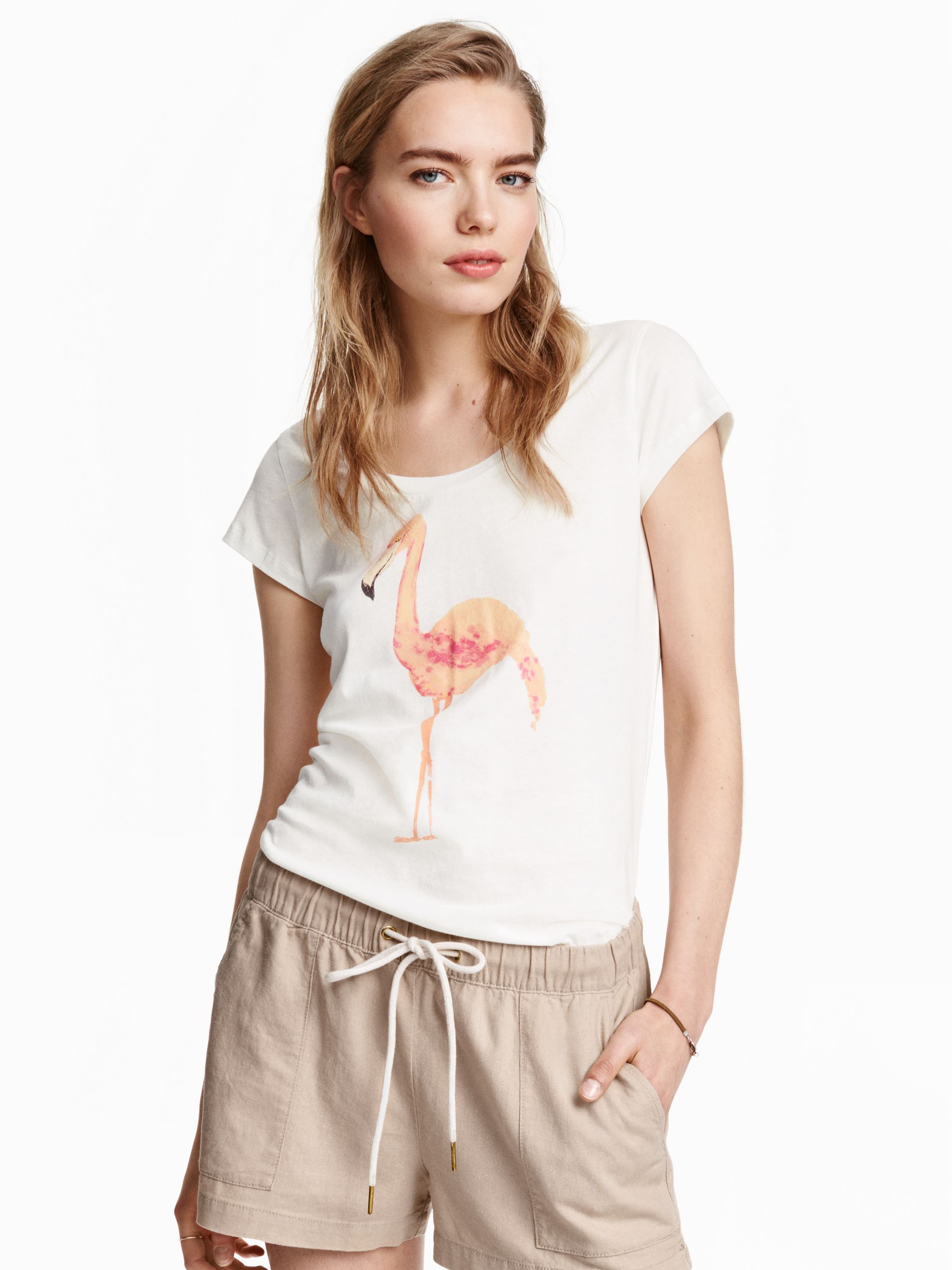 

Футболка H&M 3739493 L Белая с принтом