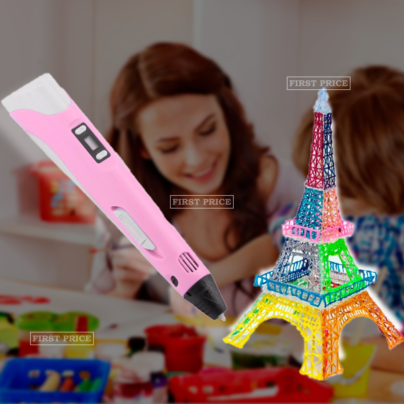 

3D ручка PEN-2 UTM c LCD дисплеем и набором пластика Розовая 699
