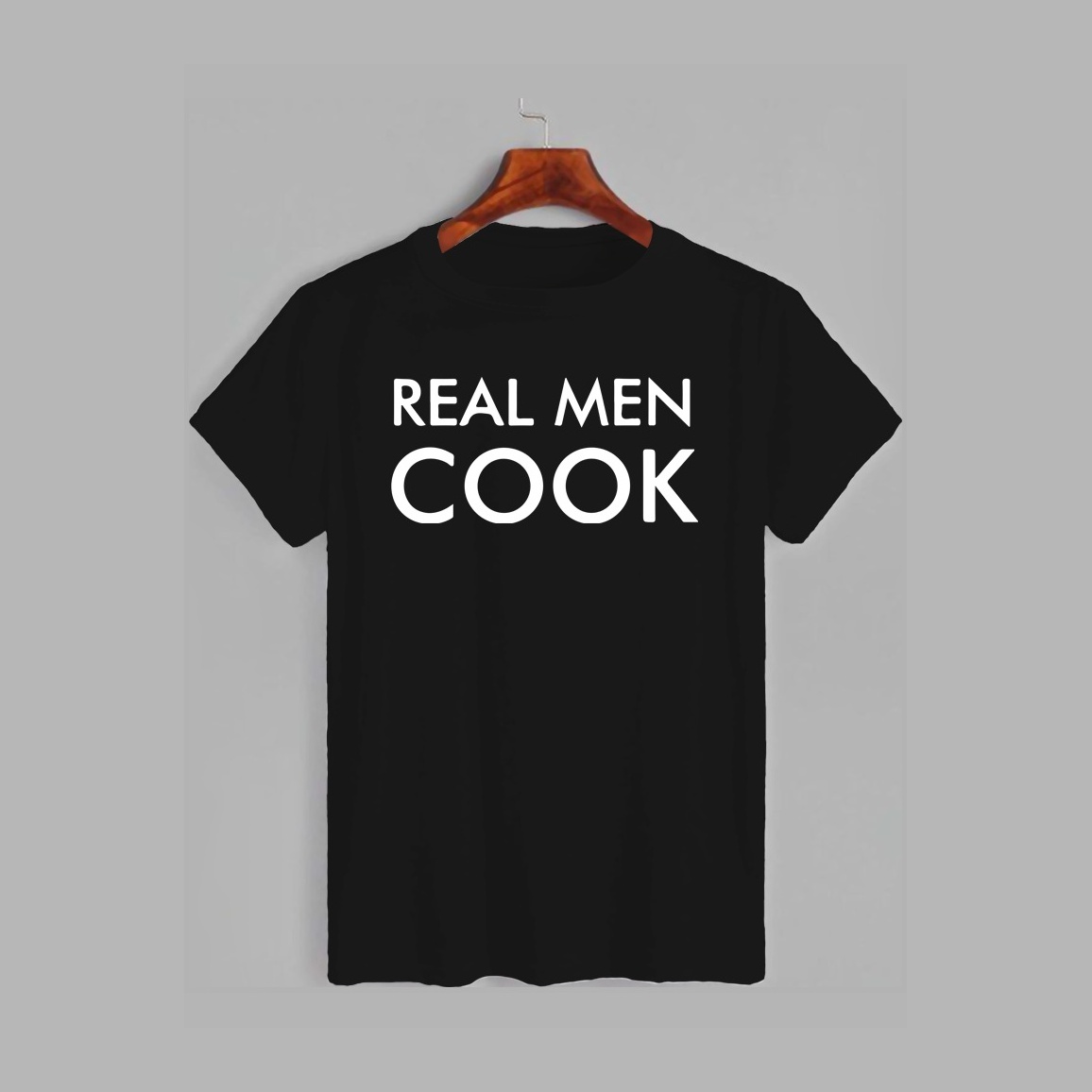 Акція на Футболка бавовняна довга чоловіча Likey Real men cook M150-0510 S Чорна від Rozetka