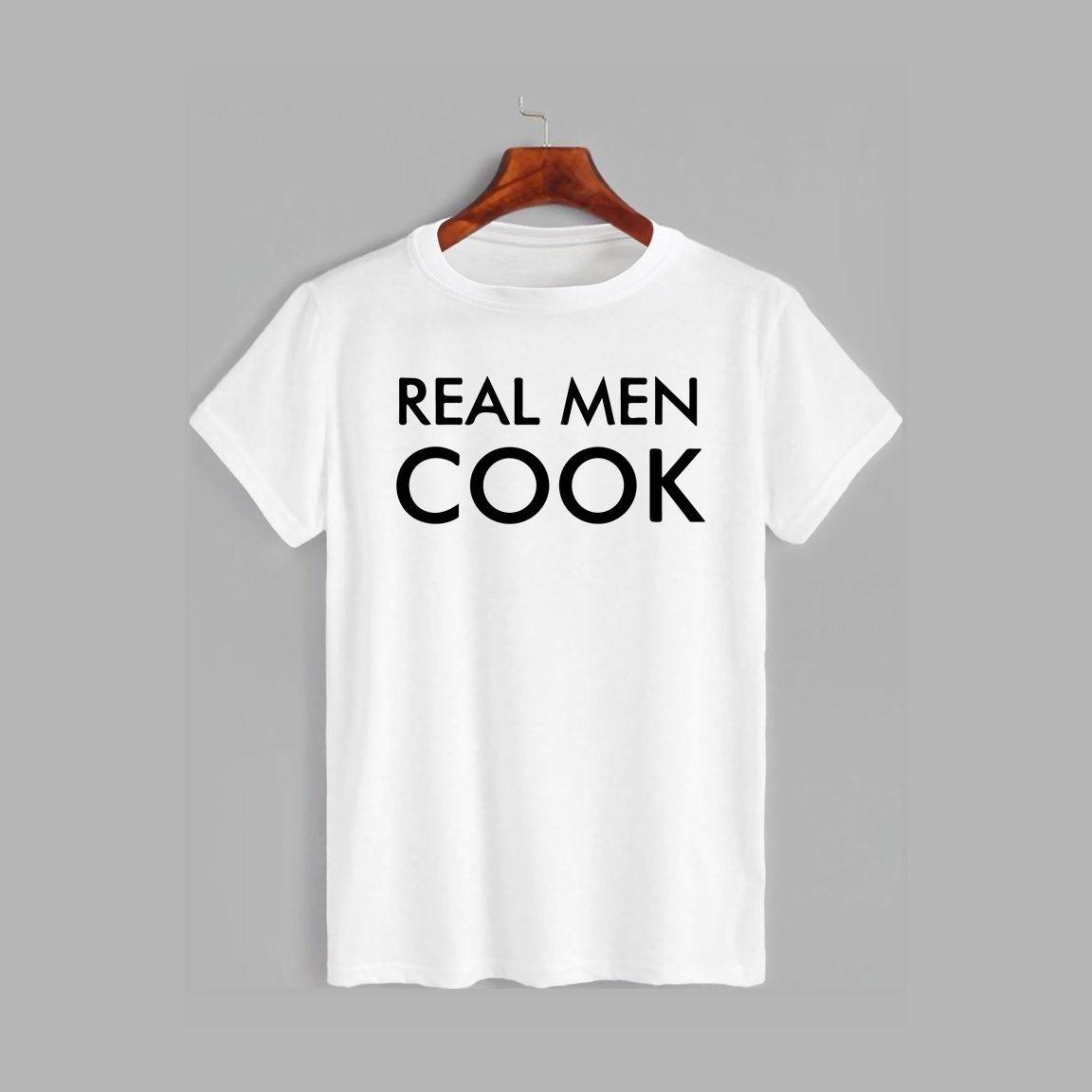 Акция на Футболка Likey Real men cook M150-0510 S Біла от Rozetka