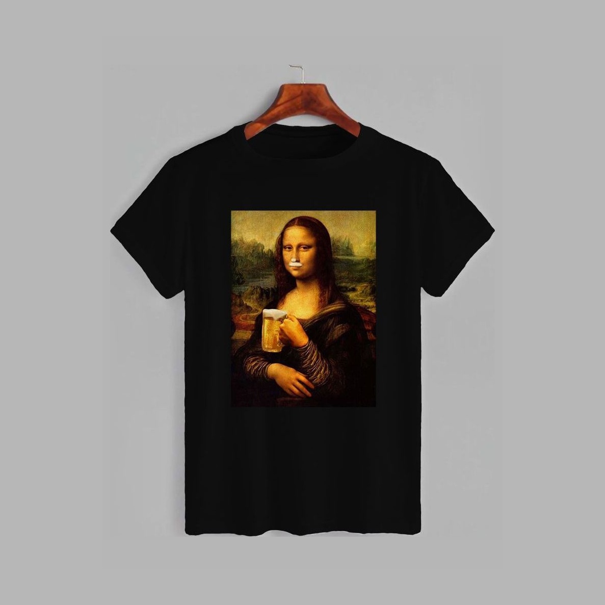 Акція на Футболка Likey Mona lisa and beer M150-0141 S Чорна від Rozetka