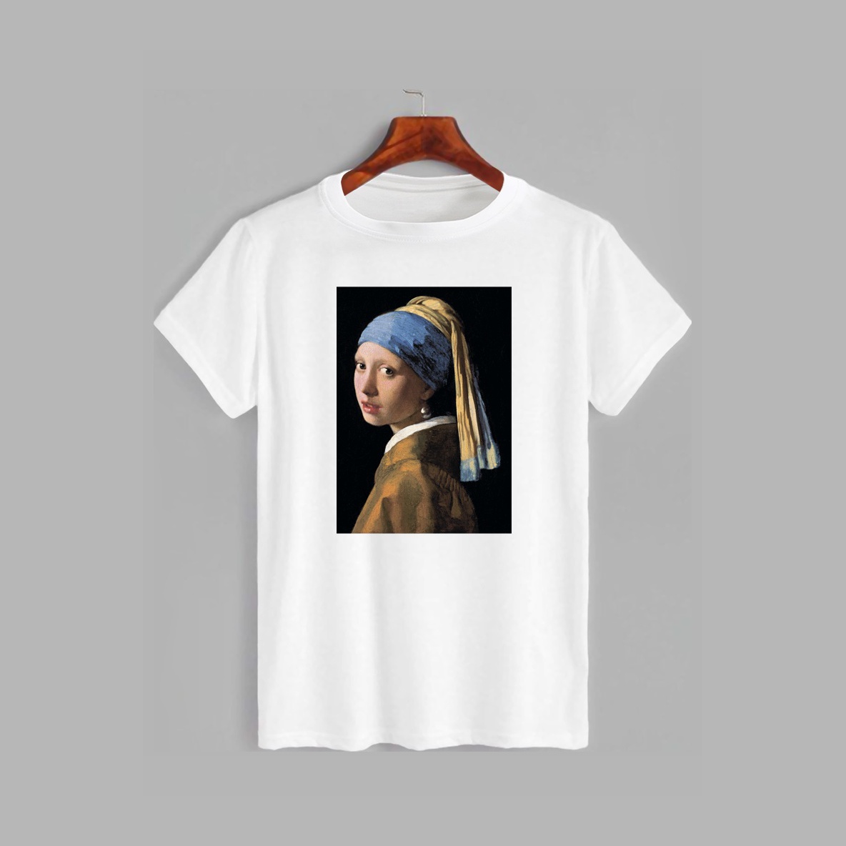 Акція на Футболка Likey Girl with a pearl earring M150-0136 3XL Біла від Rozetka