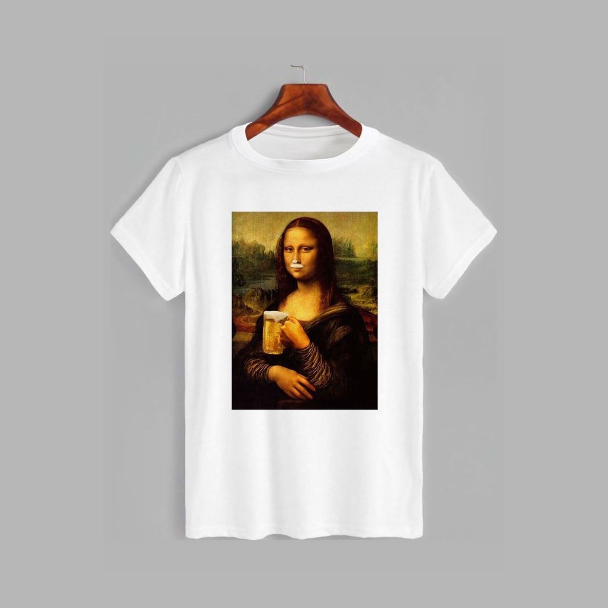 Акція на Футболка Likey Mona lisa and beer M150-0141 M Біла від Rozetka