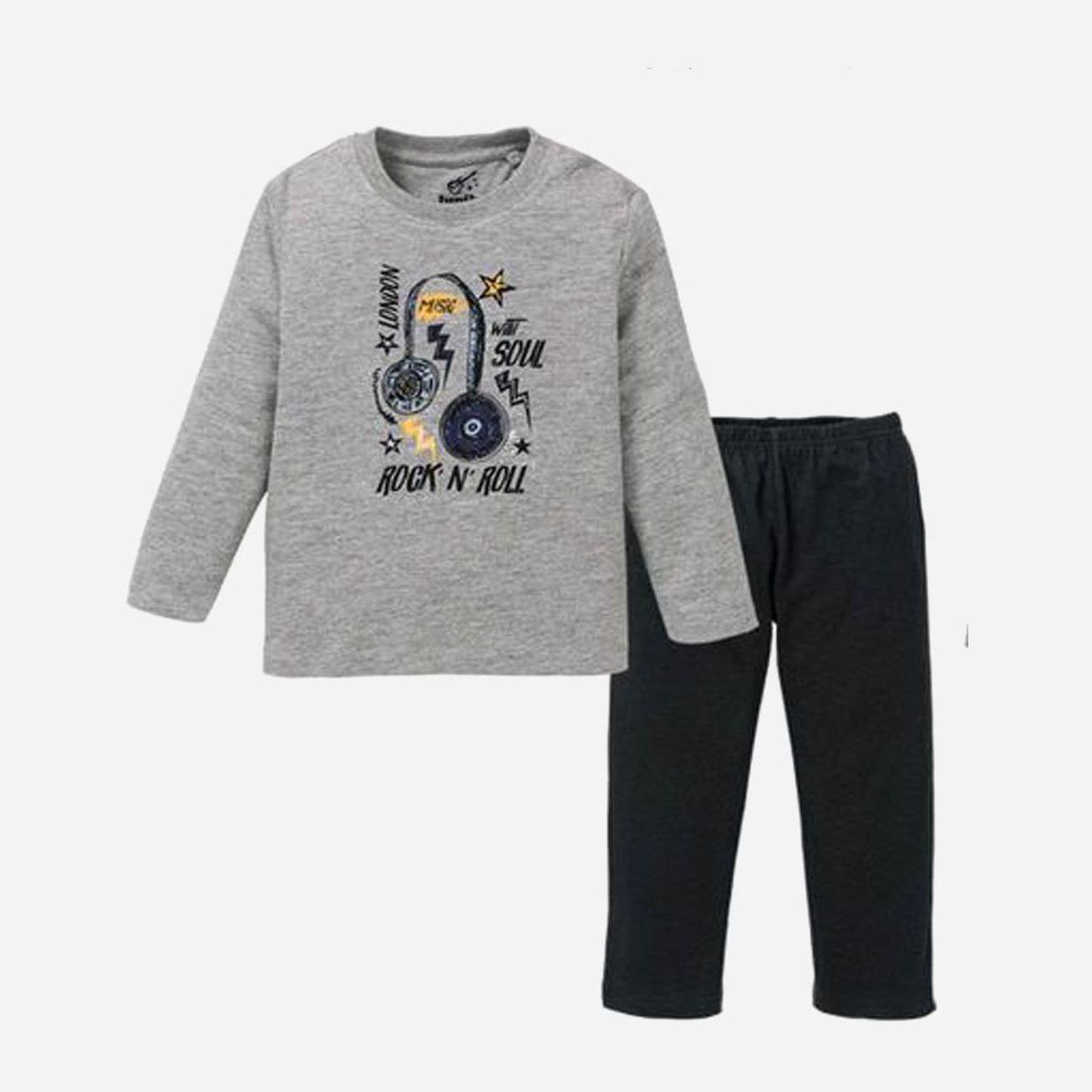 Акция на Піжама (футболка з довгими рукавами + штани) Lupilu LID51357 86-92 см Сірий/Чорний от Rozetka