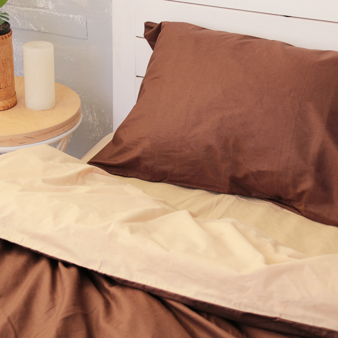 

Комплект постельного белья Хлопковые традиции семейный поплин крем-брюле/корица арт.PF33