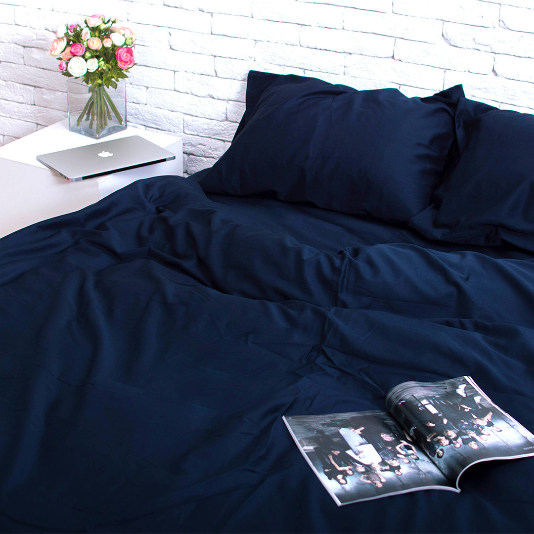 

Комплект постельного белья Хлопковые традиции двуспальный сатин темно-синий арт.SE01