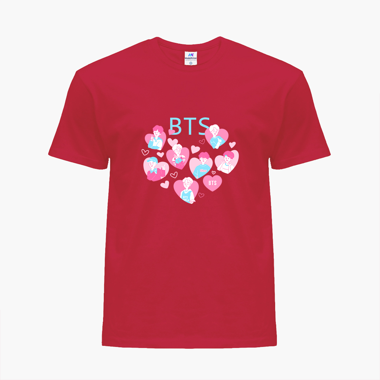 

Детская футболка для девочек БТС (BTS) (25186-3263-5) 146-152 см Хлопок Красный