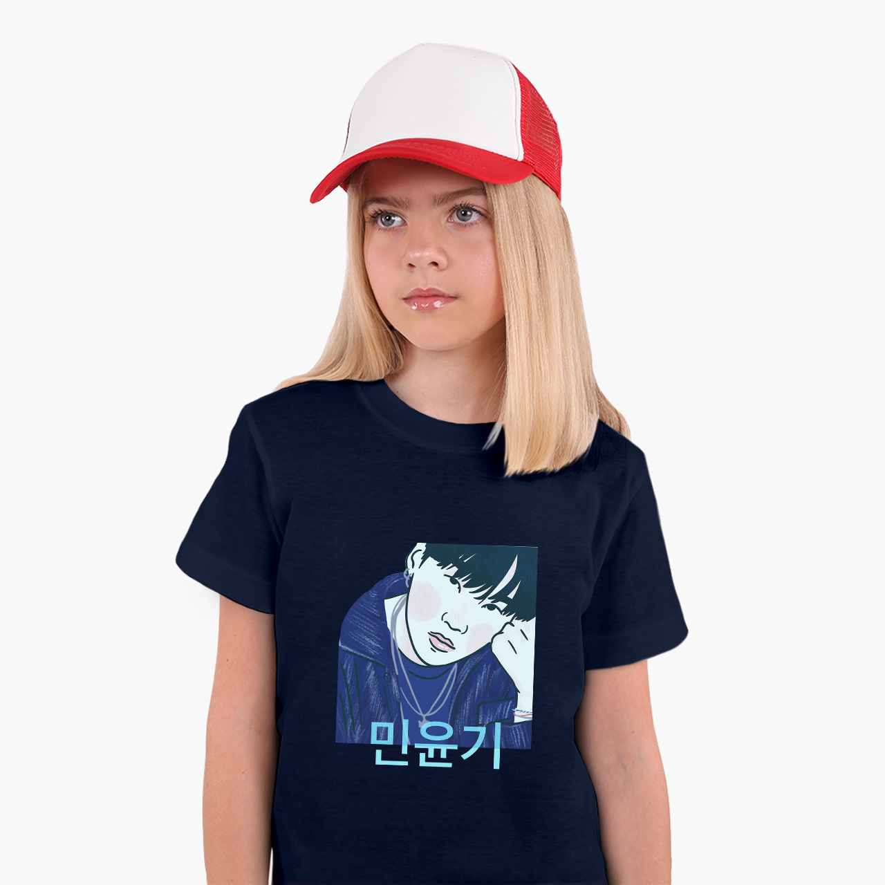 

Детская футболка для девочек Мин Юнги БТС (Min Yoongi BTS) (25186-3260-82) 146-152 см Хлопок Темно-синий
