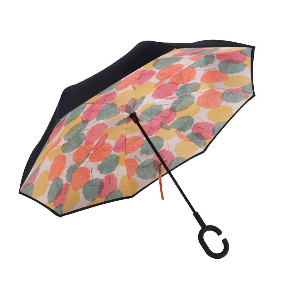 

Женский зонт наоборот Lesko Up-Brella Кленовый лист обратного сложения умный зонт антизонт двойной купол (F_2907-10007)