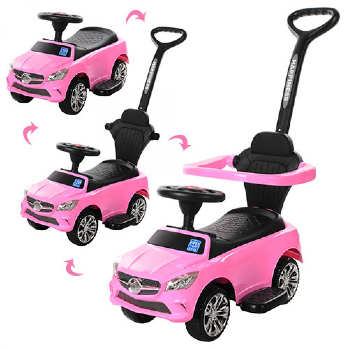 

Каталка-толокар MERCEDES 2В1 с бампером BAMBI со съемной родительской M 3503C (MP3)-8 Розовый
