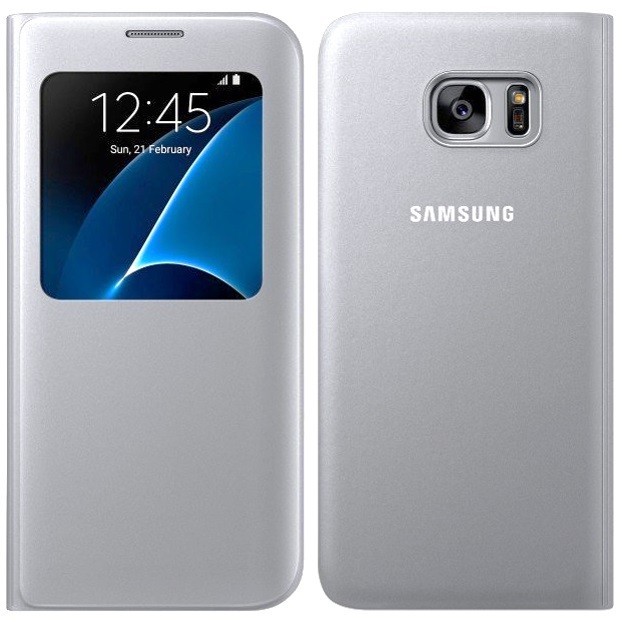 

Защитный смарт чехол книжка Samsung S-View Flip cover S7 Edge G935 EF-CG935 silver