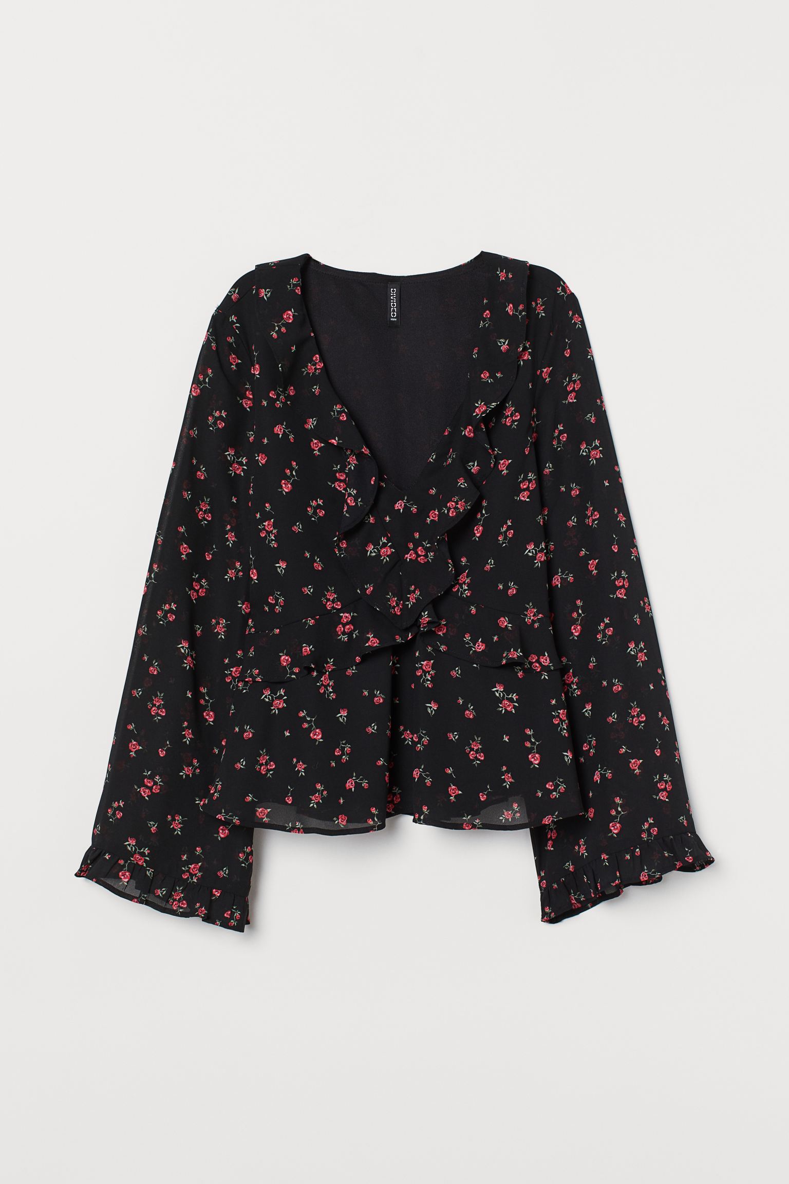 

Блуза H&M  черный цветы 11068242591, Блуза H&M 36 черный цветы 11068242591