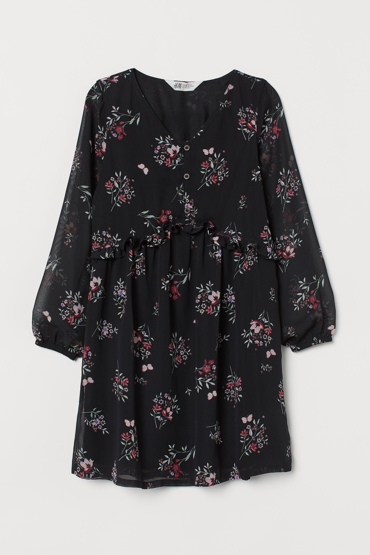

Платье H&M 146см черный цветы 17028855722
