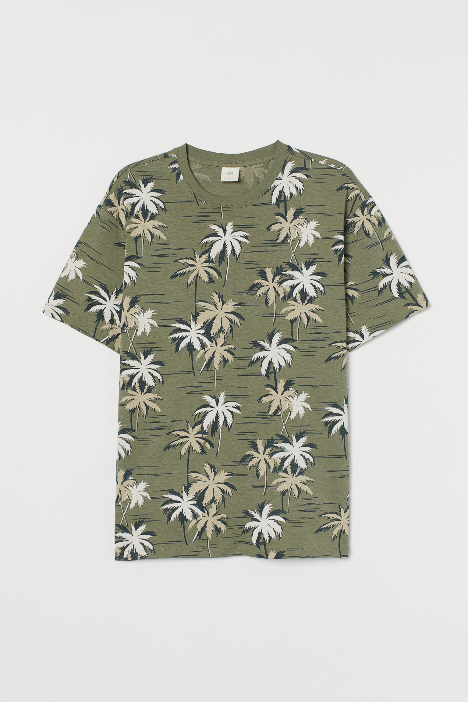 

Футболка H&M M хаки пальмы 13078639521