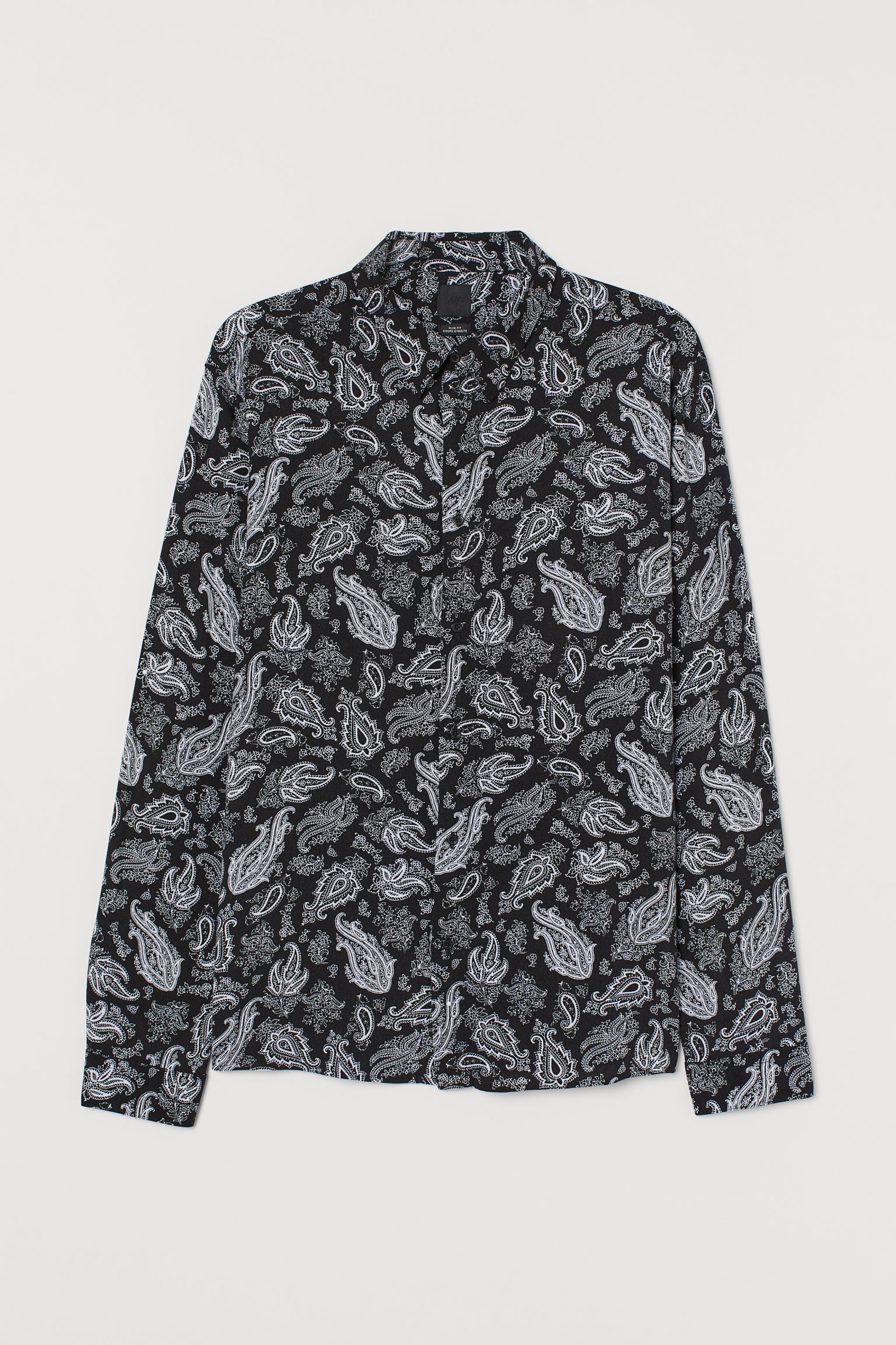 

Рубашка H&M  черно белый узор 11076953259, Рубашка H&M XS черно белый узор 11076953259